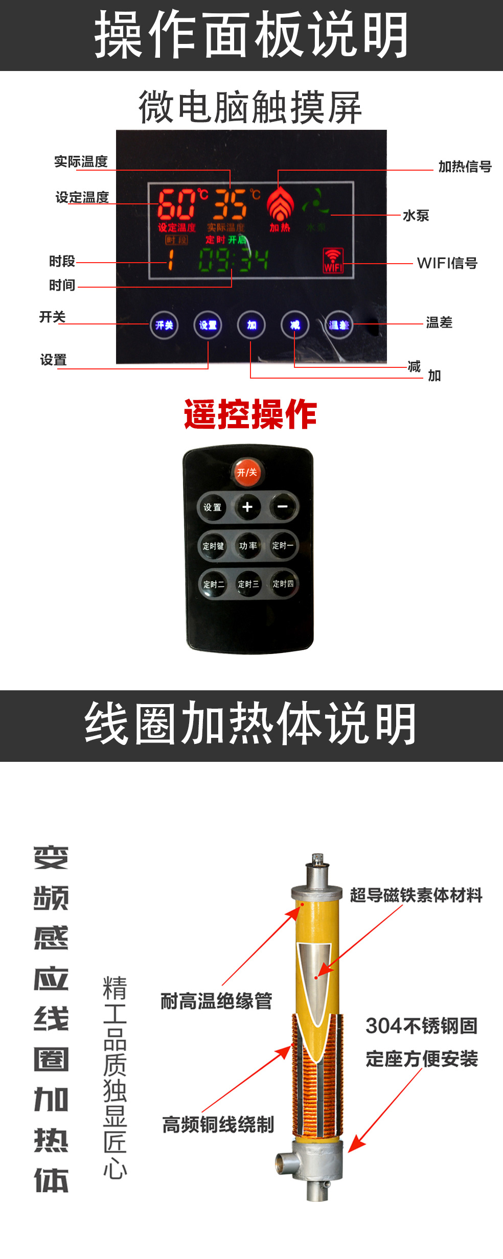 10~15KW電磁感應采暖爐操作面板說明